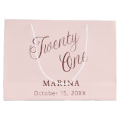 Grand Sac Cadeau Rose or nom script 21e anniversaire (Dos)