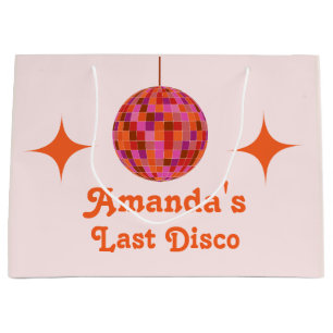 Grand Sac Cadeau Rose Orange Groovy Dernière disco Enterrement de v