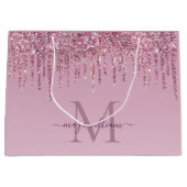 Grand Sac Cadeau Rose Parties scintillant Lecteurs Monogramme Perso (Devant)