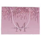 Grand Sac Cadeau Rose Parties scintillant Lecteurs Monogramme Perso (Dos)
