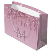 Grand Sac Cadeau Rose Parties scintillant Lecteurs Monogramme Perso (Dos Angle)