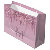 Grand Sac Cadeau Rose Parties scintillant Lecteurs Monogramme Perso (Devant Angle)