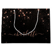 Grand Sac Cadeau Rose Parties scintillant Or Élégant Script glamour (Devant)