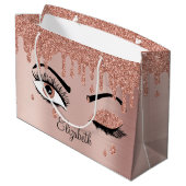 Grand Sac Cadeau Rose Pink Gold Eyelashes Dripping Glitter (Dos Angle)
