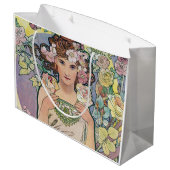 Grand Sac Cadeau Rose (Quatre Fleurs), Alphonse Mucha (Dos Angle)