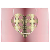 Grand Sac Cadeau Rose rose et bronze Coeur Saint Valentin (Dos)