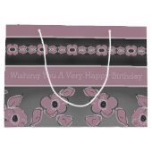 Grand Sac Cadeau Rosé Rose Et Gris Charbon (Dos)