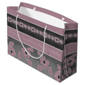 Grand Sac Cadeau Rosé Rose Et Gris Charbon (Dos Angle)