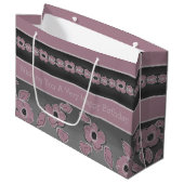 Grand Sac Cadeau Rosé Rose Et Gris Charbon (Devant Angle)