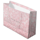 Grand Sac Cadeau Rose Rose or Parties scintillant en poudre Favoris (Devant Angle)