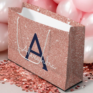Grand Sac Cadeau Rose Rose Rose Gold Marine Parties scintillant ble