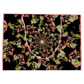 Grand Sac Cadeau Rose Vert doux noir Begonia art fractal (Dos)