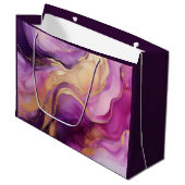 Grand Sac Cadeau Rose violet moderne et or (Devant Angle)