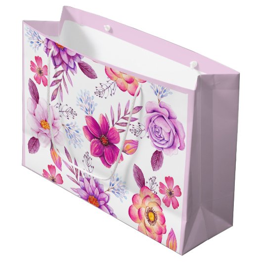 Grand Sac Cadeau Rose violette (Devant Angle)