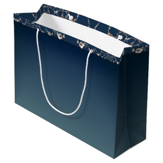 Grand Sac Cadeau Rose Web on Gradient Blue Gift Bag (Dos Angle)