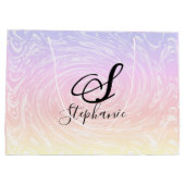 Grand Sac Cadeau Rose White Wave Abstrait Girly Monograms Nom (Dos)