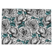 Grand Sac Cadeau Roses blanches avec feuilles bleus (Dos)