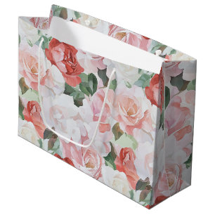 Grand Sac Cadeau Roses blanches roses rouges Fête des mariées flora