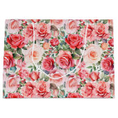 Grand Sac Cadeau Roses d'aquarelle rose romantique (Devant)