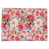 Grand Sac Cadeau Roses d'aquarelle rose romantique (Dos)