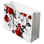 Grand Sac Cadeau roses de noir et rouge (Devant Angle)