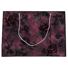 Grand Sac Cadeau Roses élégantes. Fond rose profond.