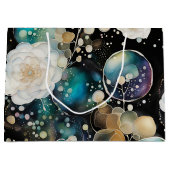 Grand Sac Cadeau Roses Et Bulles Abstraits (Devant)