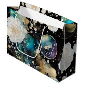 Grand Sac Cadeau Roses Et Bulles Abstraits (Devant Angle)