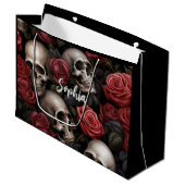 Grand Sac Cadeau Roses et crânes (Devant Angle)