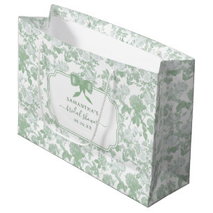 Grand Sac Cadeau Roses Florales Vertes Chinoiserie Baby Shower de M