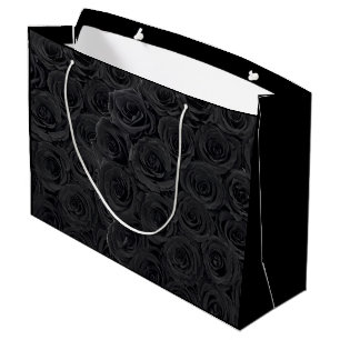 Grand Sac Cadeau Roses noirs à fleurs chaudes