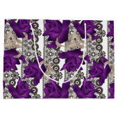 Grand Sac Cadeau Roses rétro, violet (Dos)