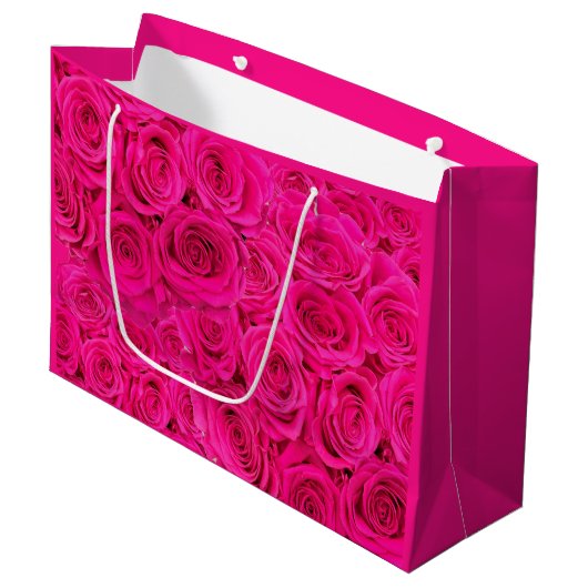 Grand Sac Cadeau Roses roses roses aux fleurs chaudes (Devant Angle)