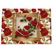 Grand Sac Cadeau Roses Rouge Et Or (Devant)