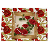 Grand Sac Cadeau Roses Rouge Et Or (Dos)