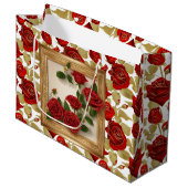 Grand Sac Cadeau Roses Rouge Et Or (Devant Angle)