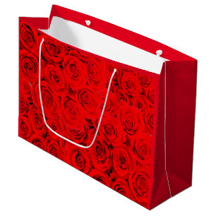 Grand Sac Cadeau Roses rouges à fleur chaude