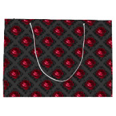 Grand Sac Cadeau Roses rouges et noir brillant (Dos)