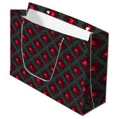 Grand Sac Cadeau Roses rouges et noir brillant (Devant Angle)