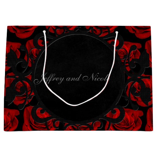 Grand Sac Cadeau Roses rouges gothiques Mariage victorien (Devant)