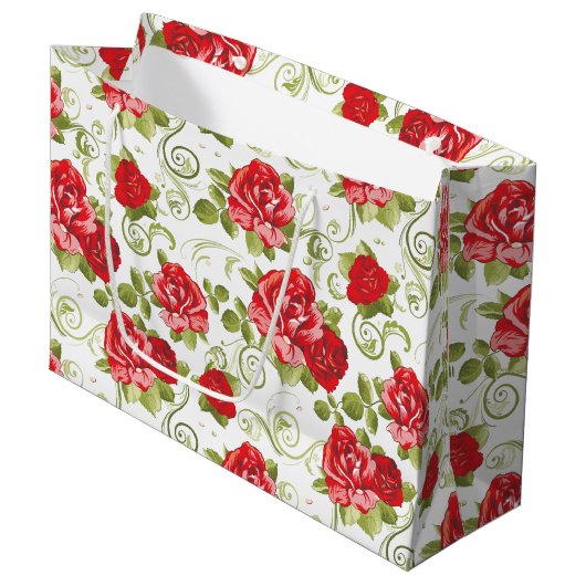 Grand sac cadeau - Roses rouges Imprimer (Devant Angle)