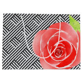 Grand Sac Cadeau Roses Rouges Rayures Noires et Blanches (Dos)