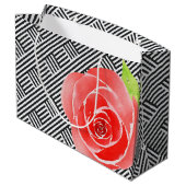 Grand Sac Cadeau Roses Rouges Rayures Noires et Blanches (Dos Angle)