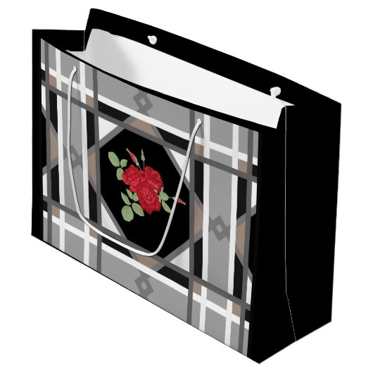 Grand Sac Cadeau Roses rouges, rétro (Devant Angle)