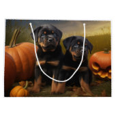Grand Sac Cadeau Rottweiler Chiot Automne Citrouille de plaisir (Dos)