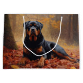 Grand Sac Cadeau Rottweiler dans les feuilles d'automne automne aut (Devant)