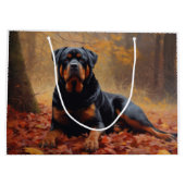 Grand Sac Cadeau Rottweiler dans les feuilles d'automne automne aut (Dos)