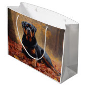 Grand Sac Cadeau Rottweiler dans les feuilles d'automne automne aut (Dos Angle)