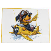 Grand Sac Cadeau Rottweiler Dog Avion Pilote (Dos)