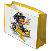 Grand Sac Cadeau Rottweiler Dog Avion Pilote (Dos Angle)